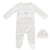 String blue bow footie by Kipp Baby