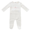 String pink bow footie by Kipp Baby