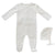Spring velour pink footie + bonnet by Kipp Baby