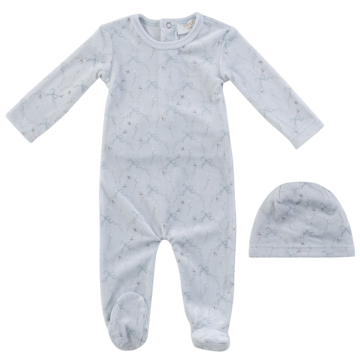 Kipp Baby Flying ribbons blue footie + beanie