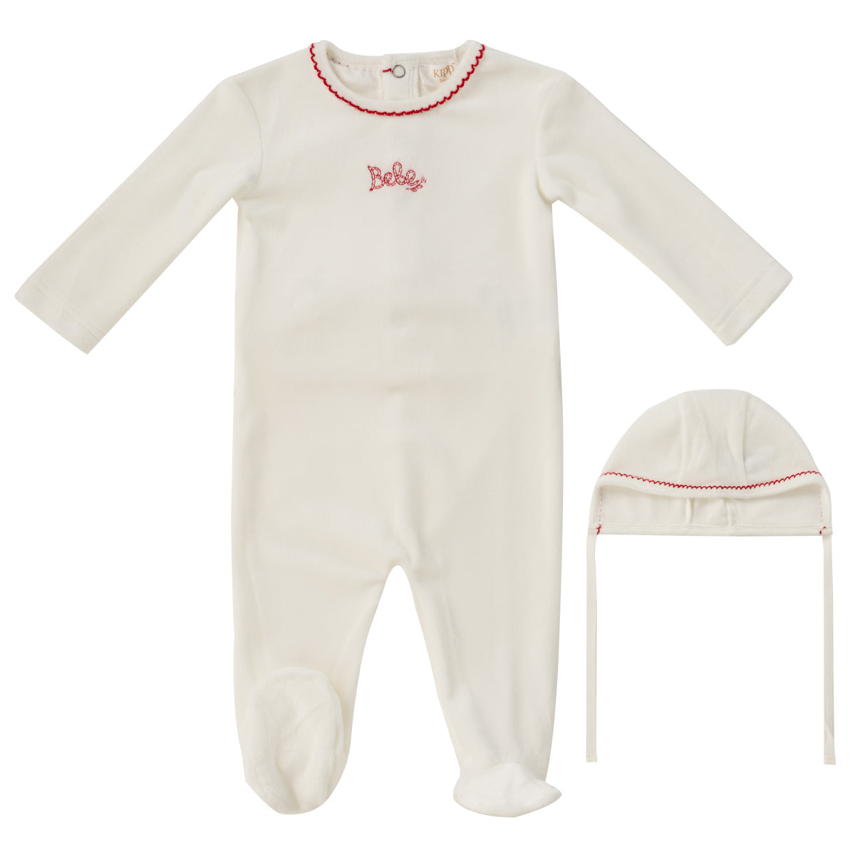 Kipp Baby Bebe white/red footie + bonnet