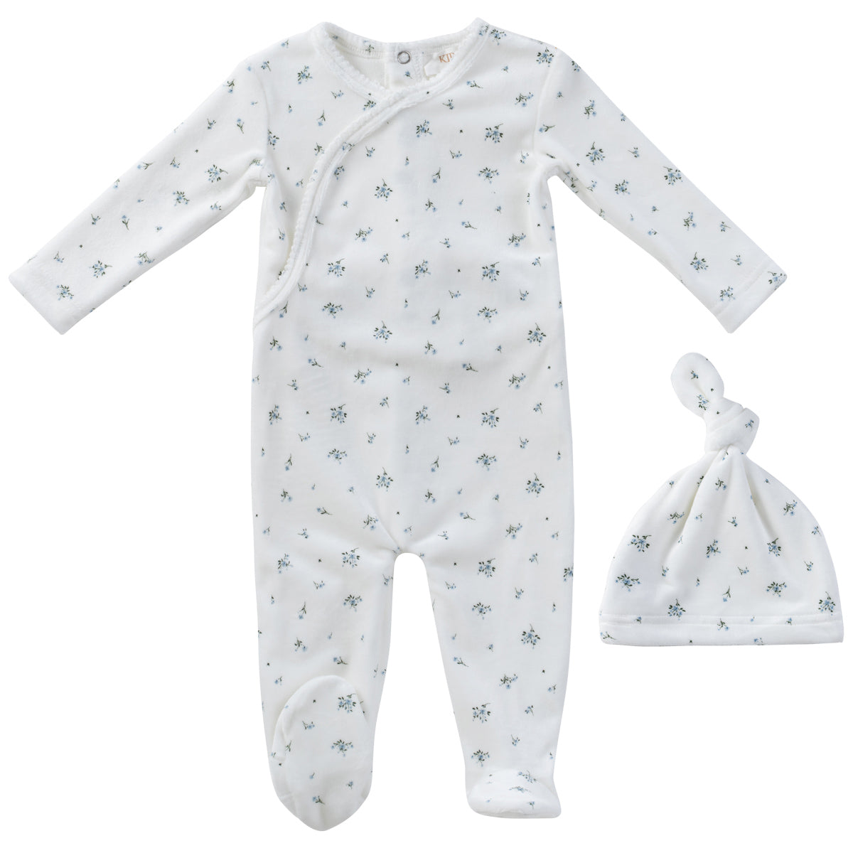 Kipp Baby Lil blooms blue footie + hat
