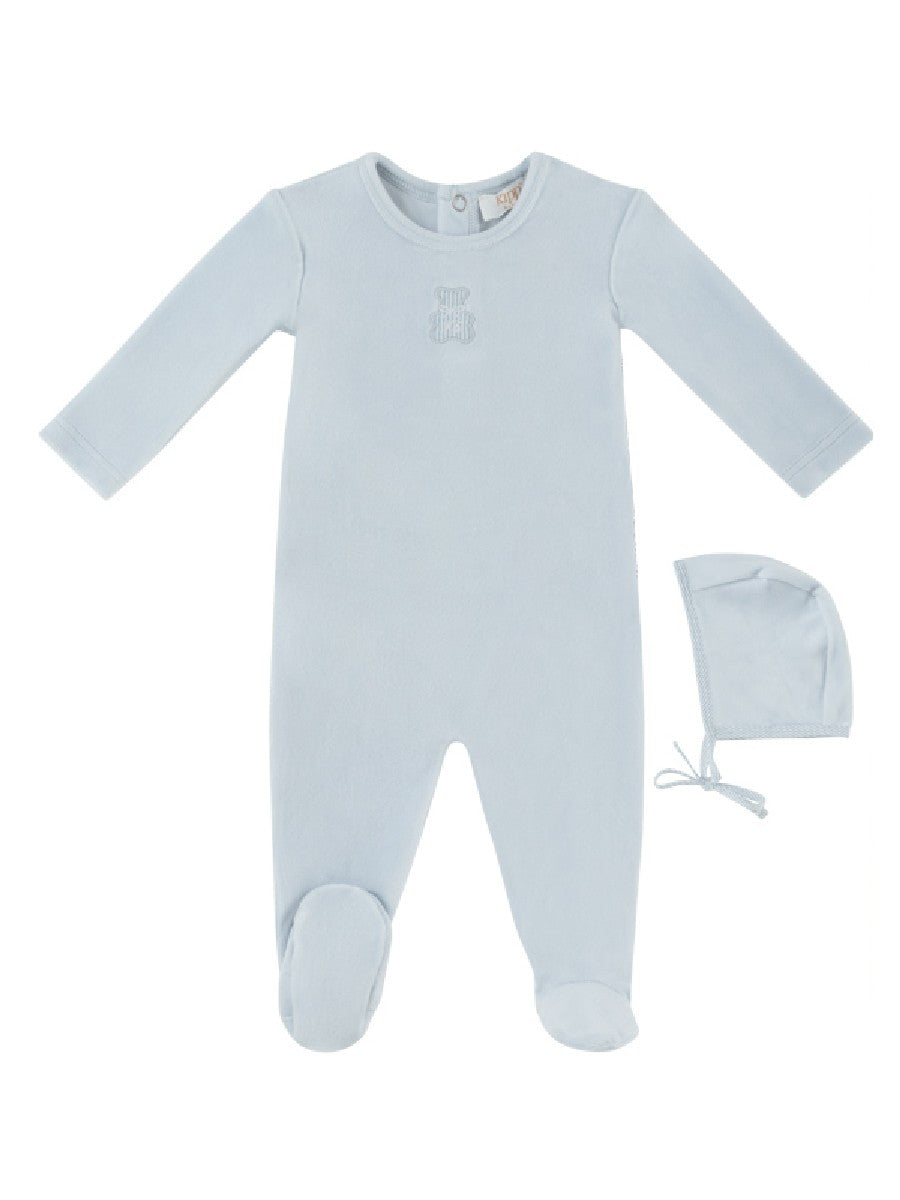 Kipp Baby Petit ours blue velour footie set