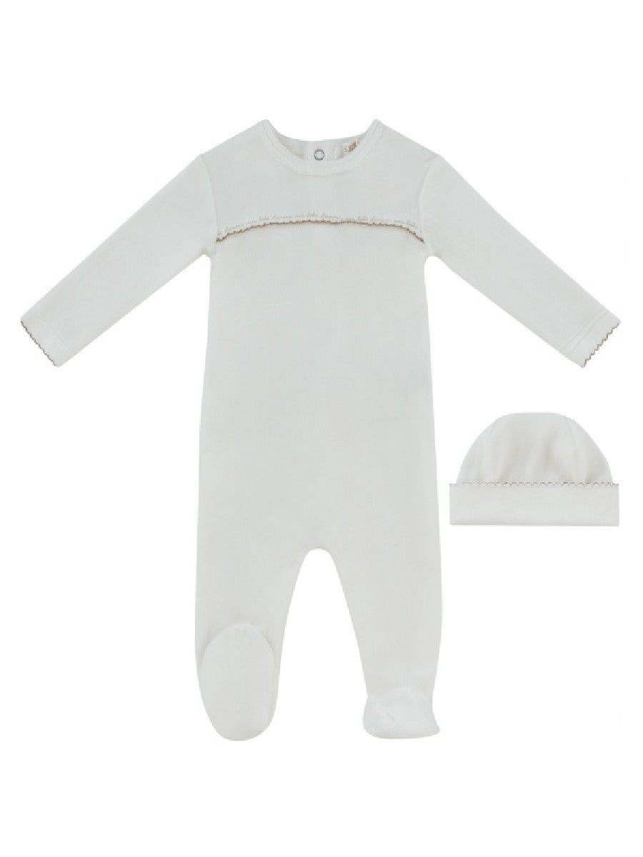 Kipp Baby Mon bebe taupe velour footie set - Flying Colors