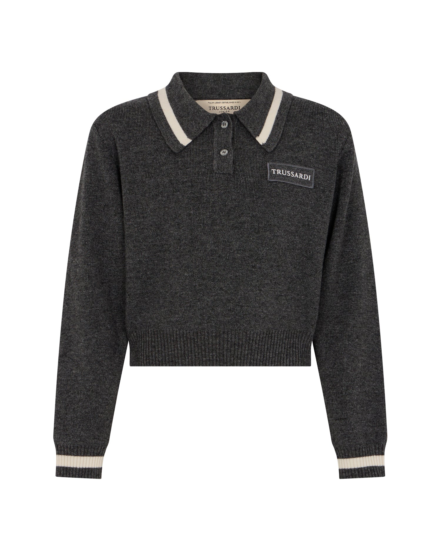 Trussardi Marled grey knit polo - Flying Colors