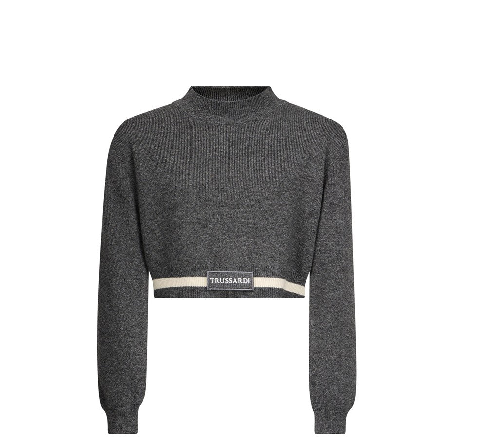 Trussardi Marled grey knit sweater - Flying Colors