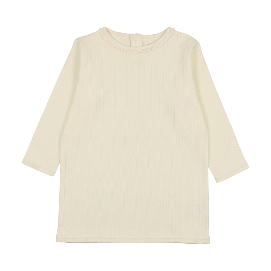 Pointelle 3/4 sleeves cream t-shirt by Lil Leggs