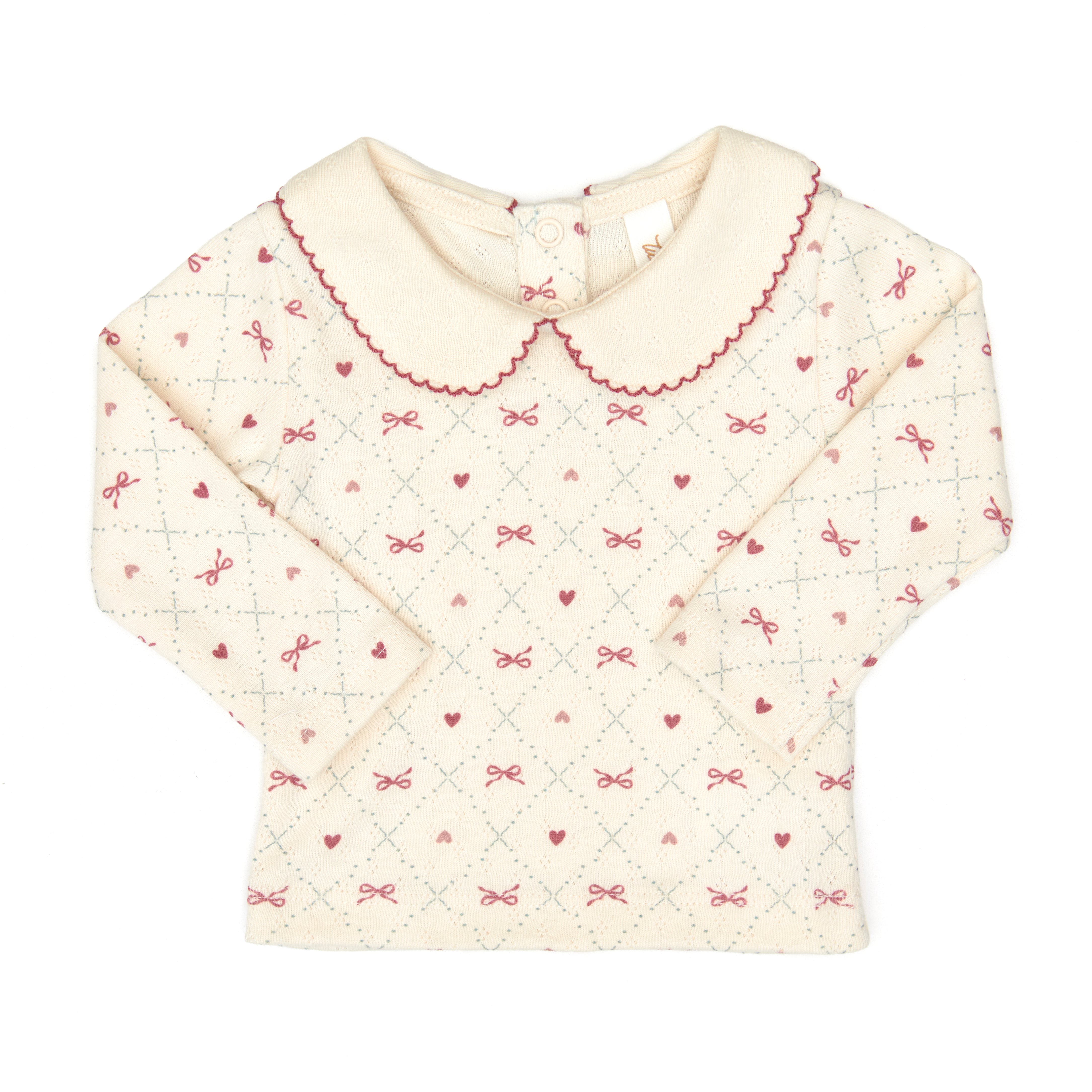 Tun Tun Pointelle collar bow print set
