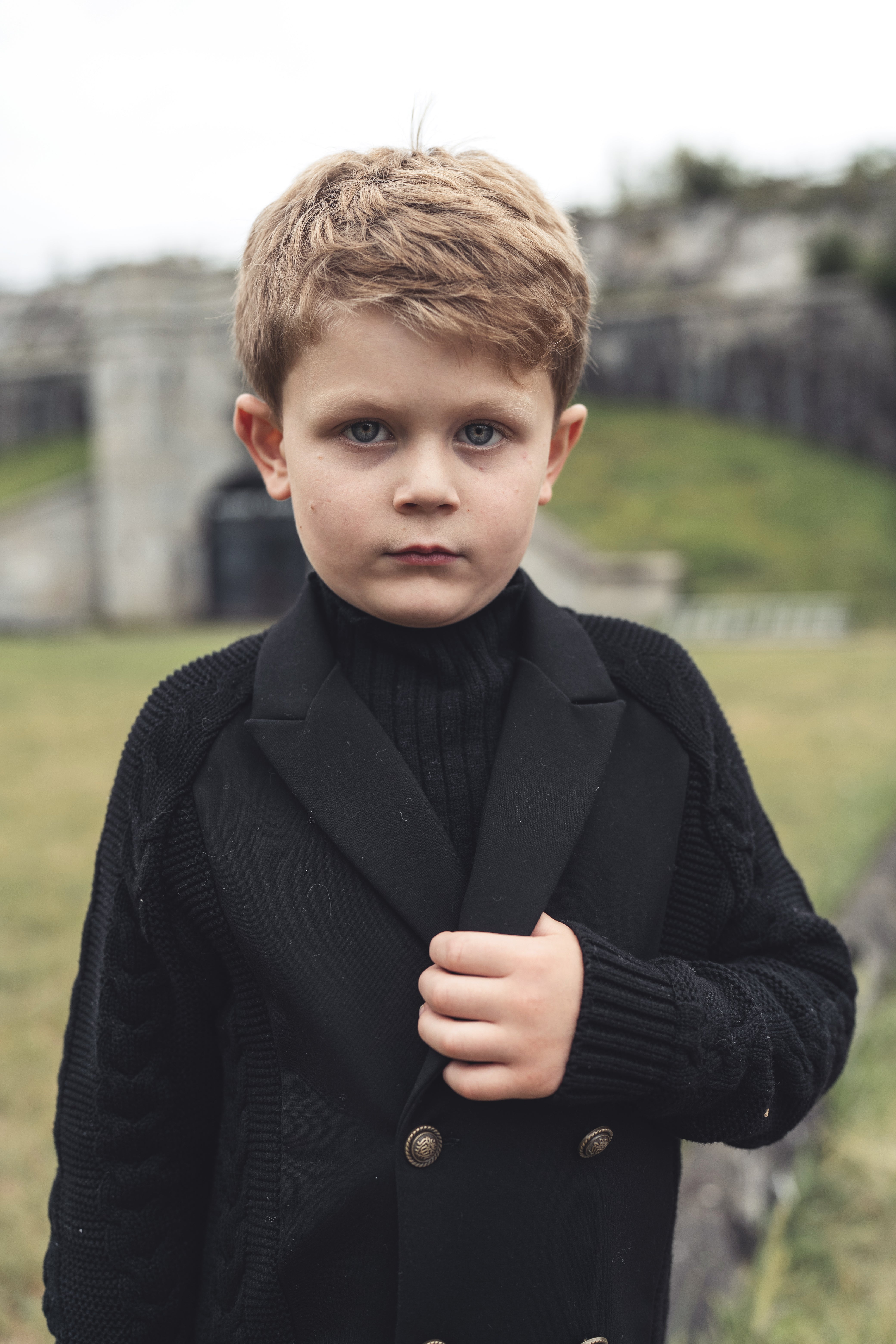 Mann Knit cabled ponte black blazer