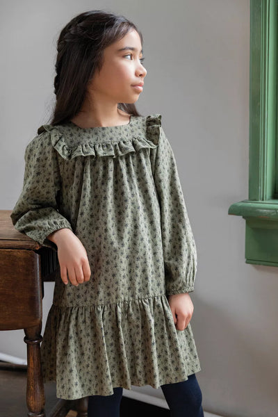 Kaki Ruffle Dress by Tartine Et Chocolat