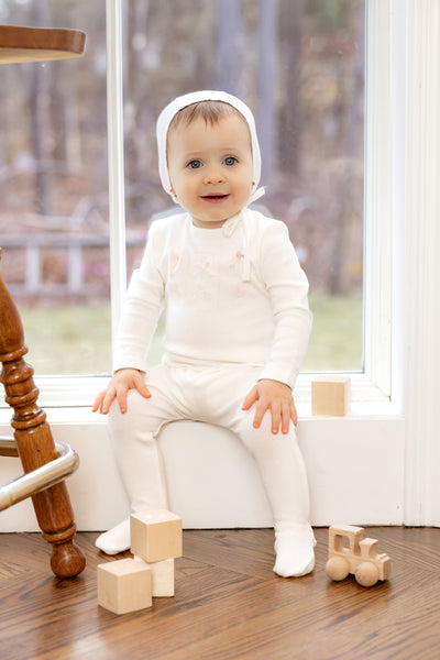 Take me home pink footie + bonnet by Bee & Dee