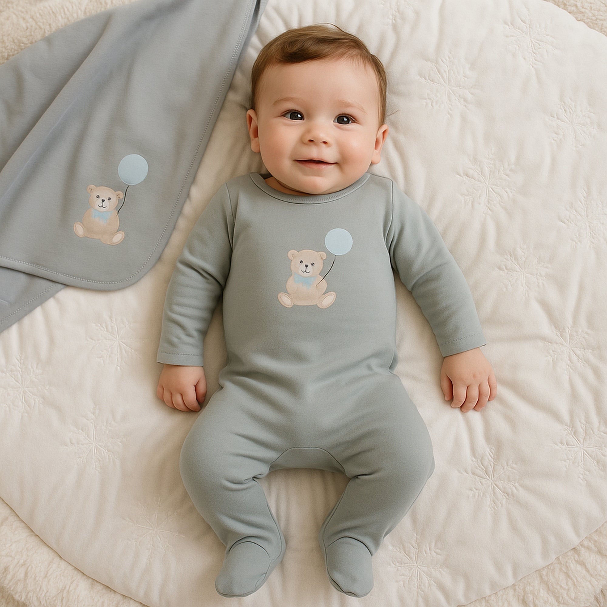 Maniere Teddy printed blue footie