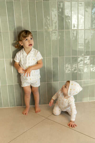 Pineapple terry boy print romper by Bee & Dee