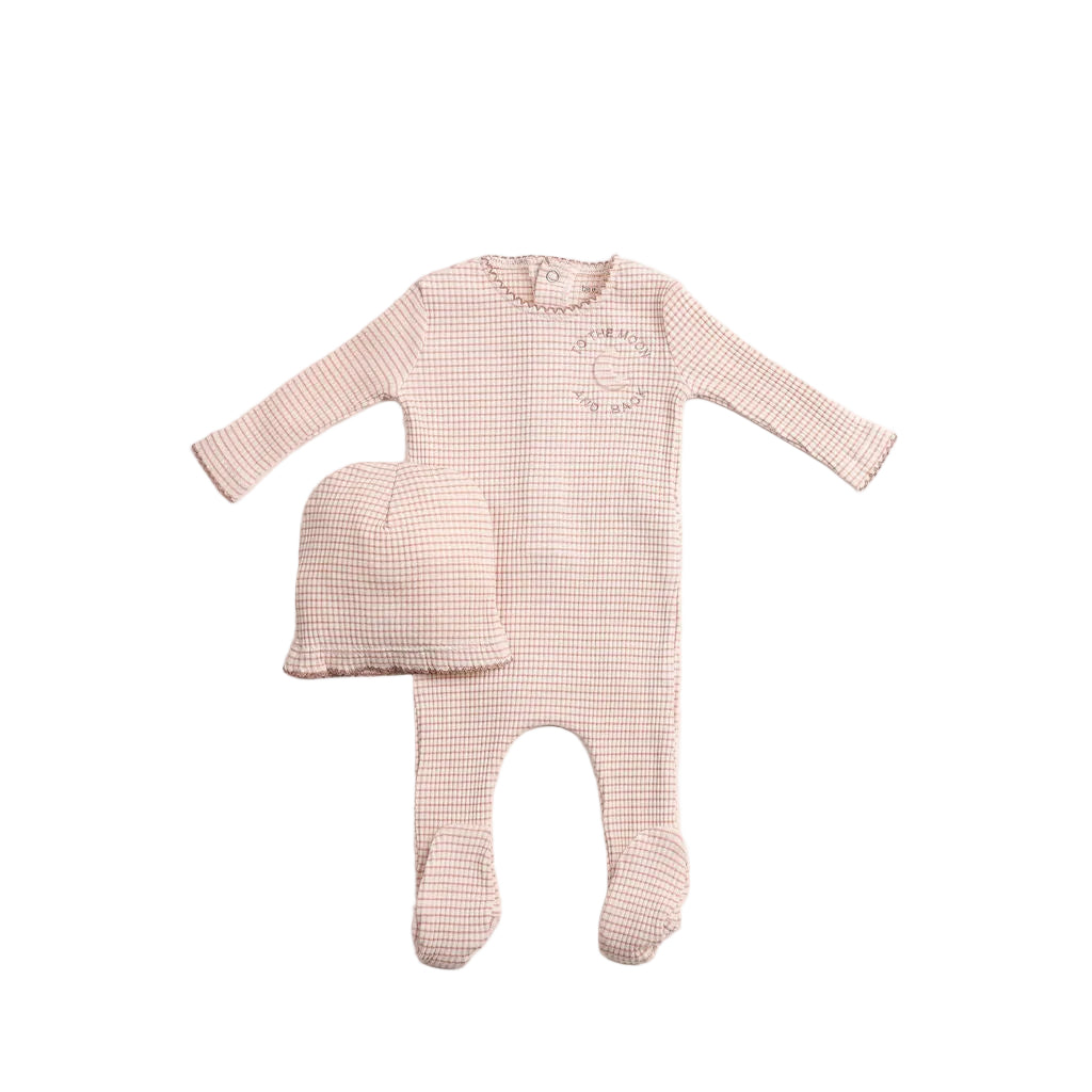 Bee & Dee To the moon pink footie set - Flying Colors