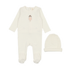 Embroidered white doll footie by Lilette