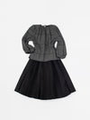 Folded laser cut felt black midi skirt by Venera Arapu