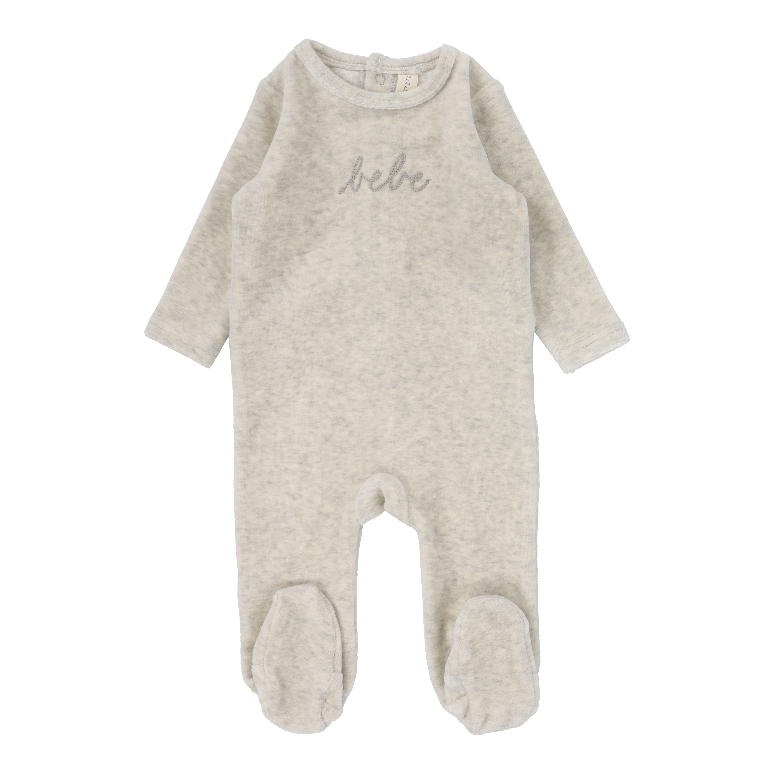 Lilette Velour bebe heather oatmeal footie