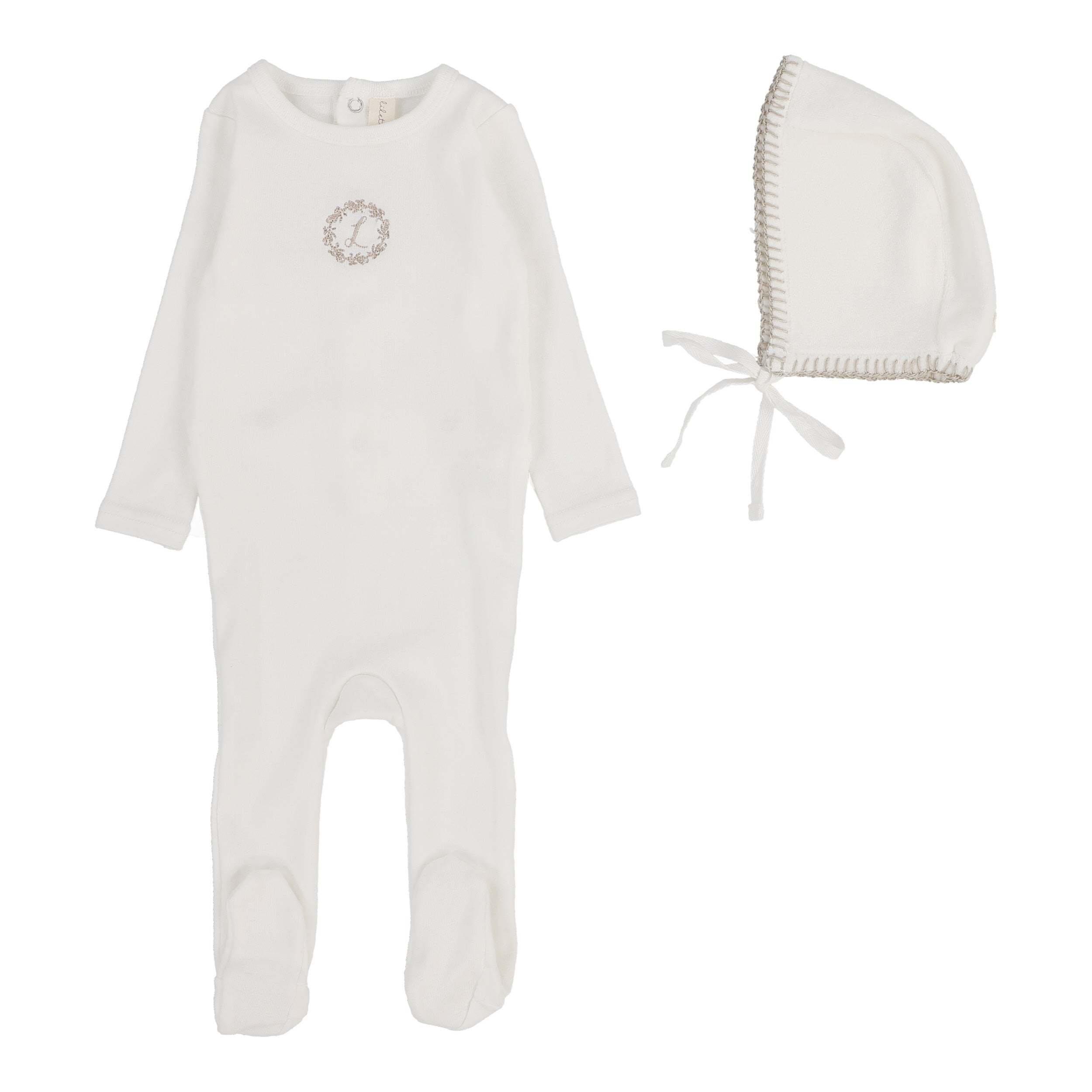 Lilette Emblem cream/oat footie set