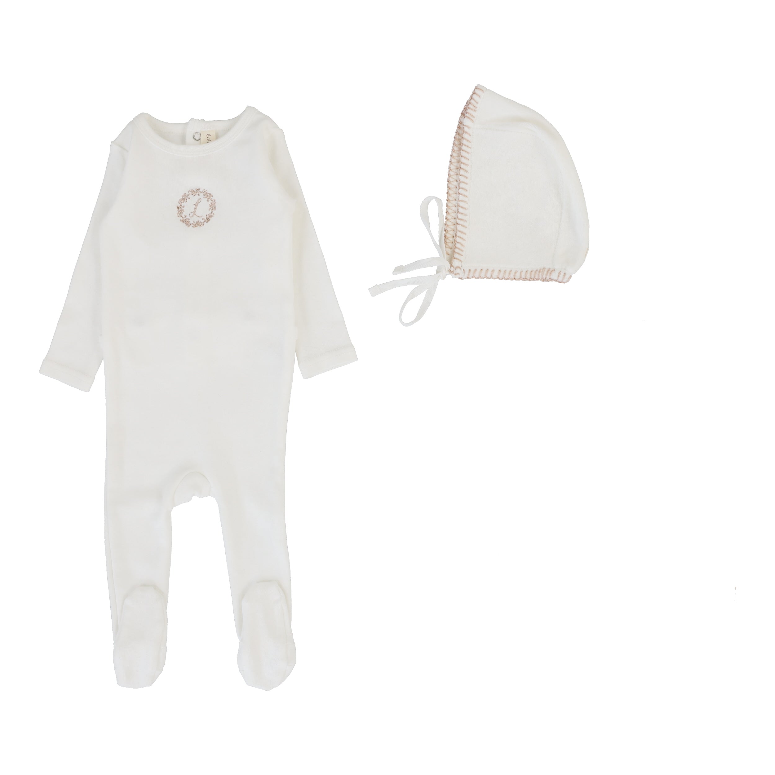 Lilette Emblem cream/pink footie set