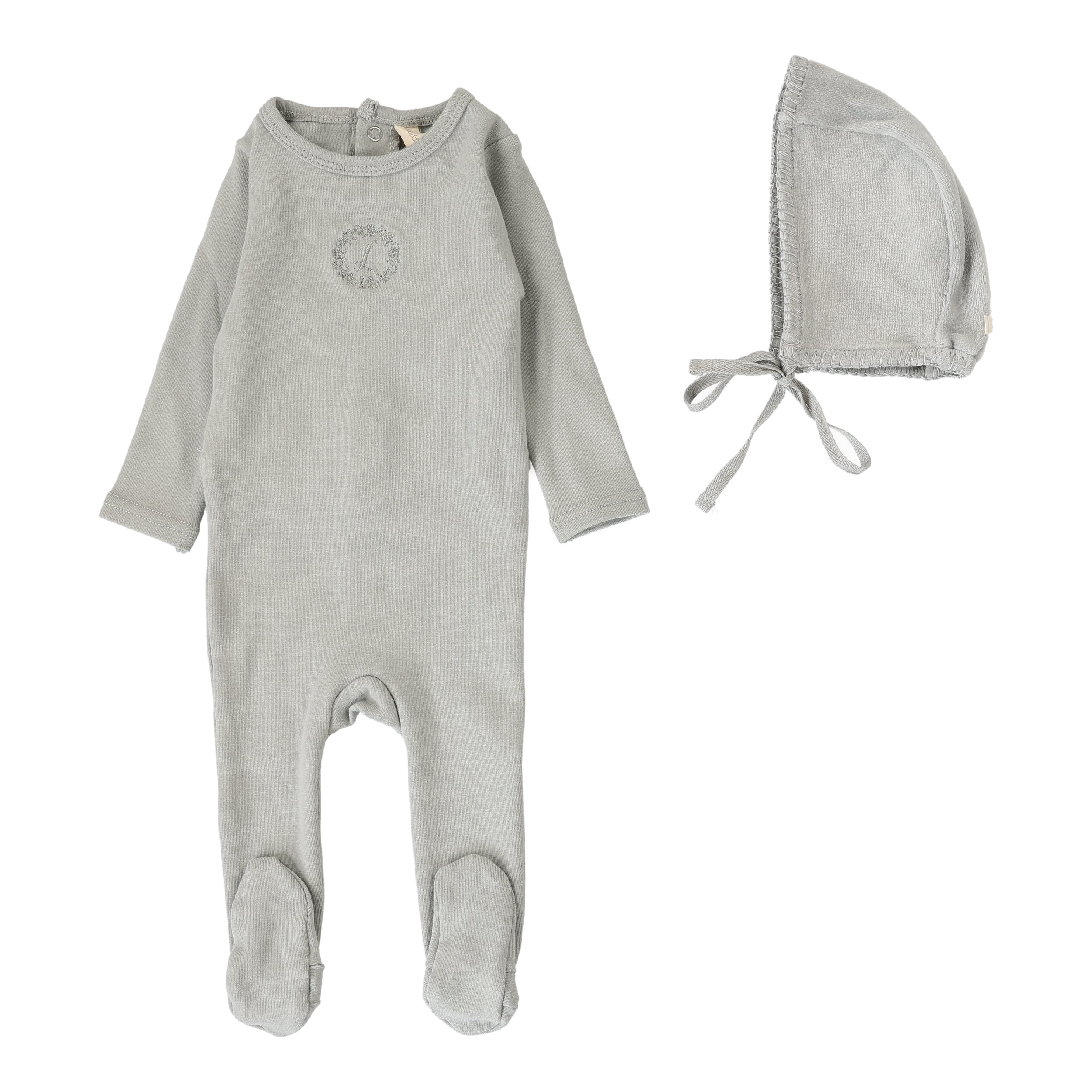 Lilette Emblem dusty blue footie set