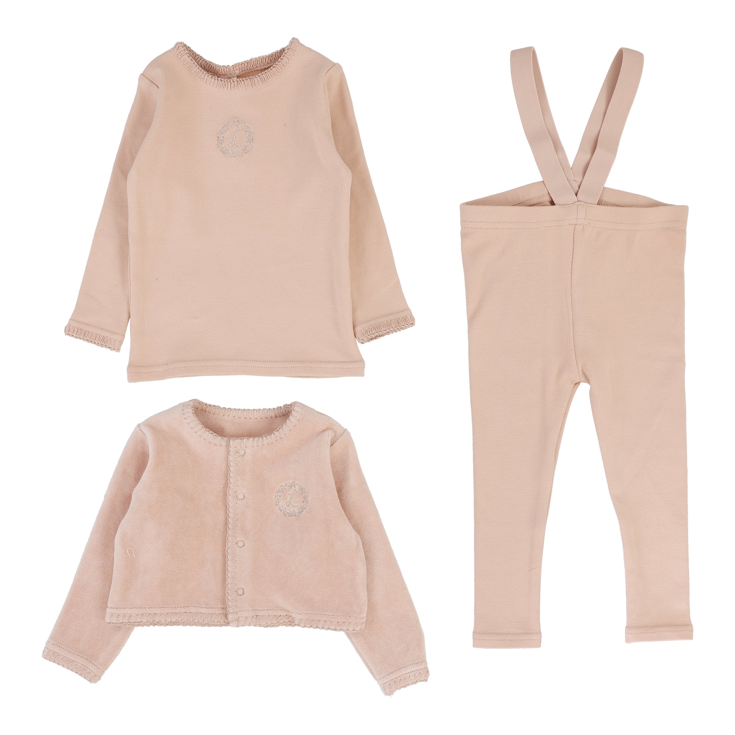 Lilette Velour cardi dusty pink lounge set