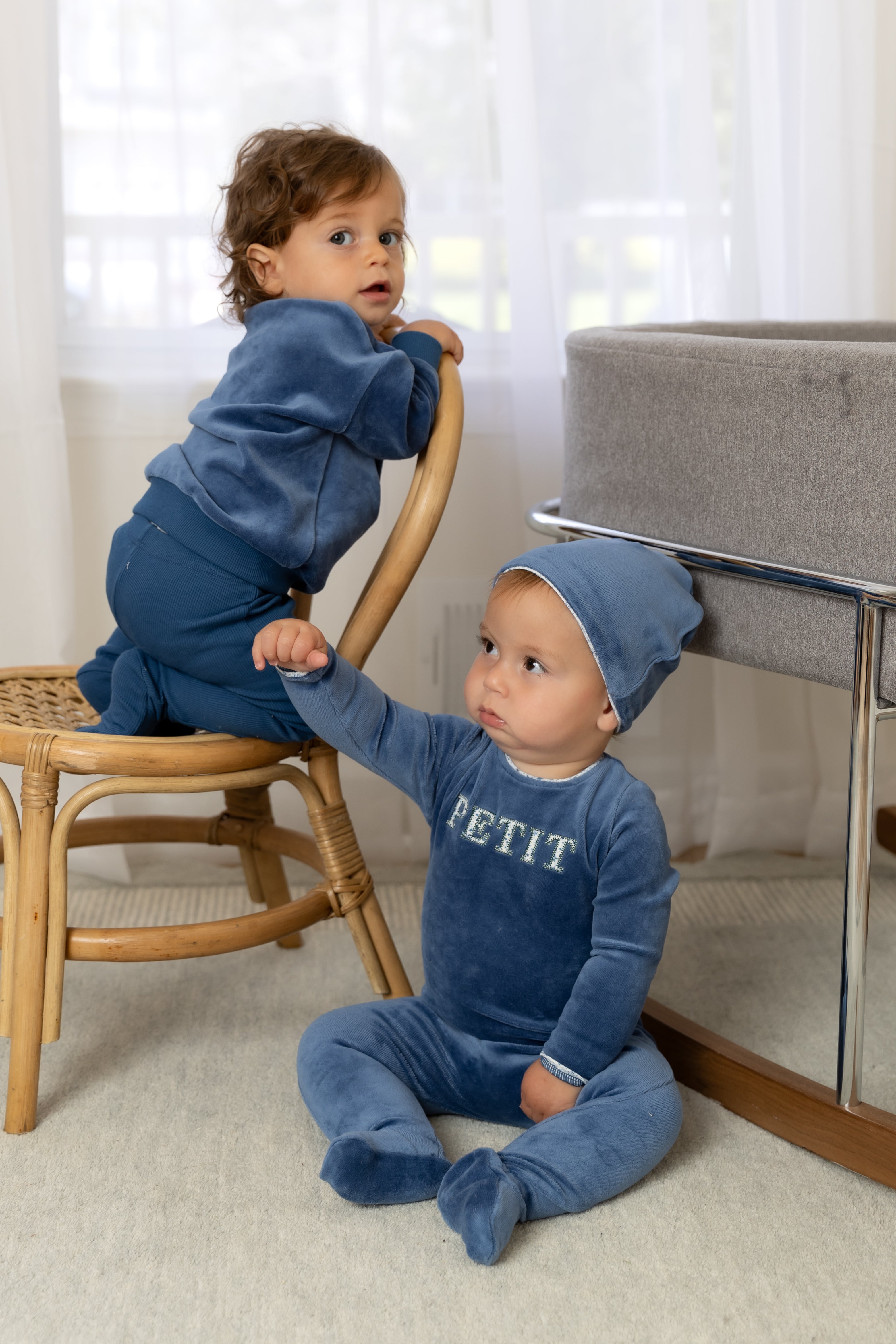 Bee & Dee Marina velour petite footie + beanie