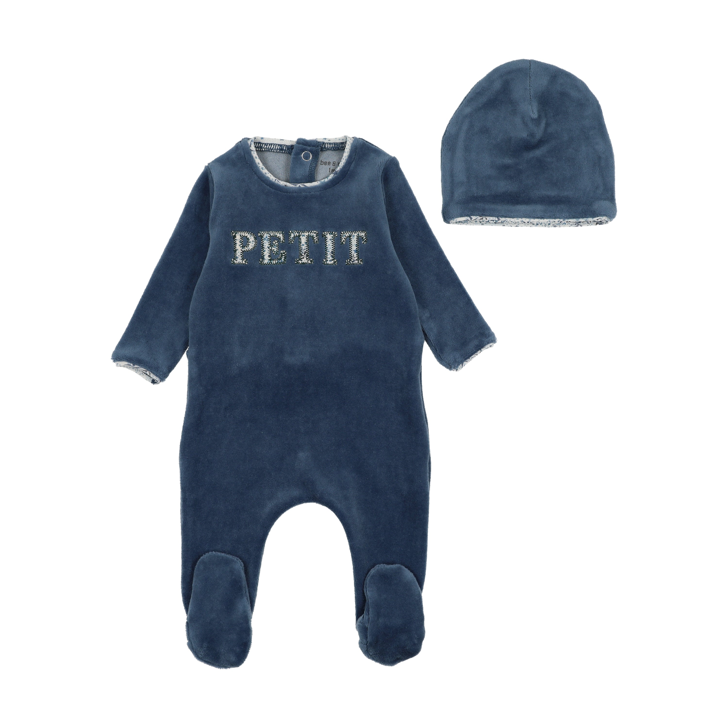 Bee & Dee Marina velour petite footie + beanie
