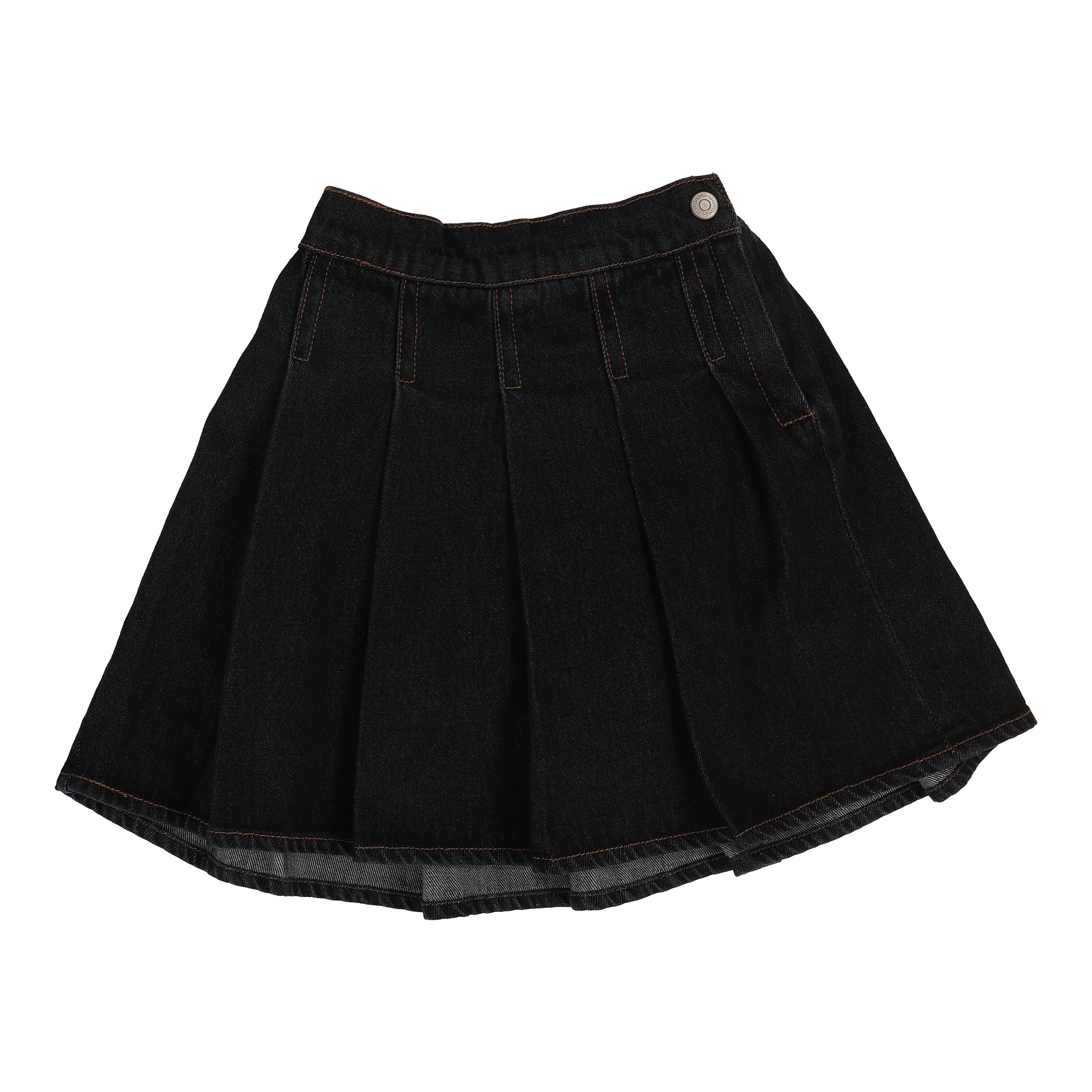 Lil Legs Pleated black denim skirt