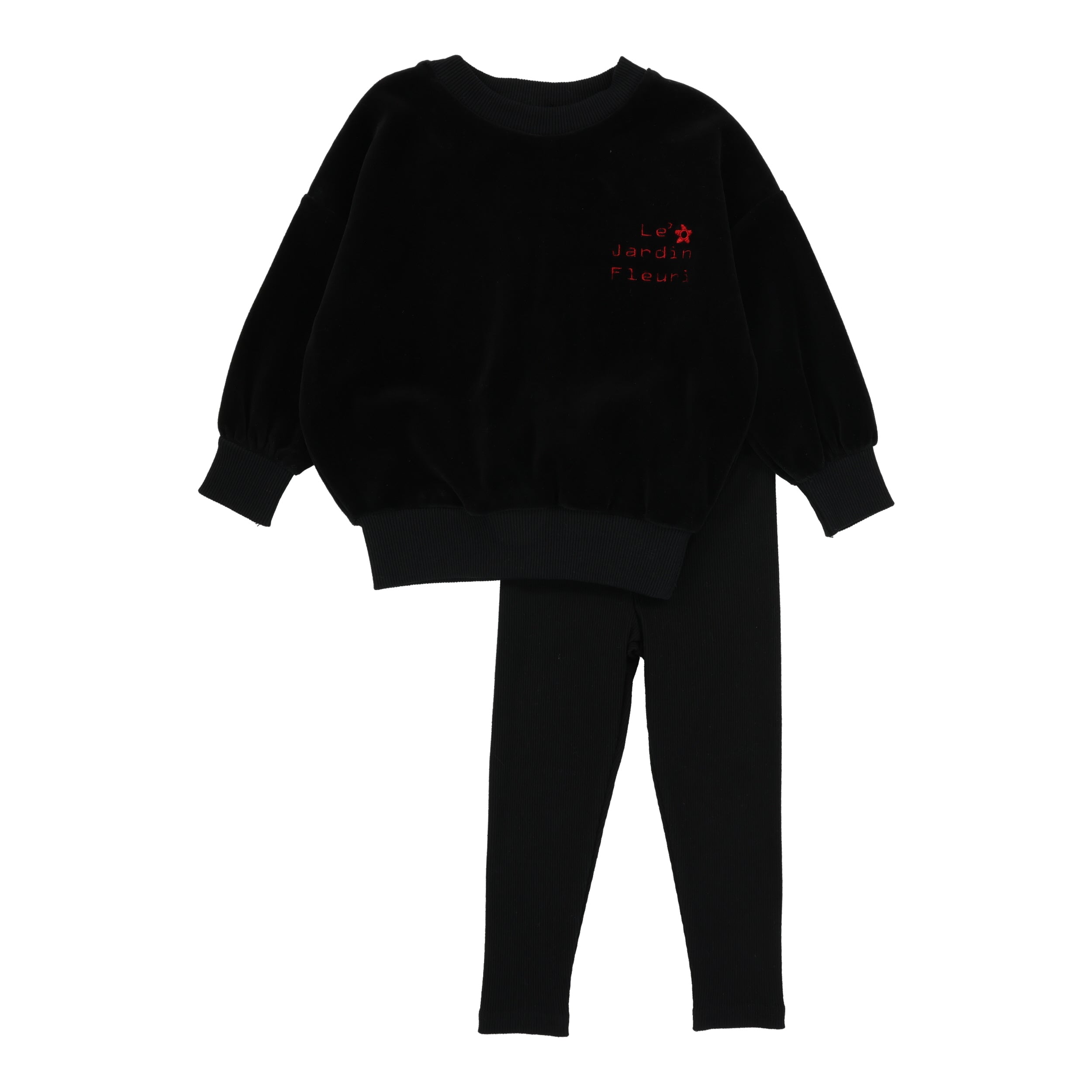 Lil Legs Velour black sweatshirt set