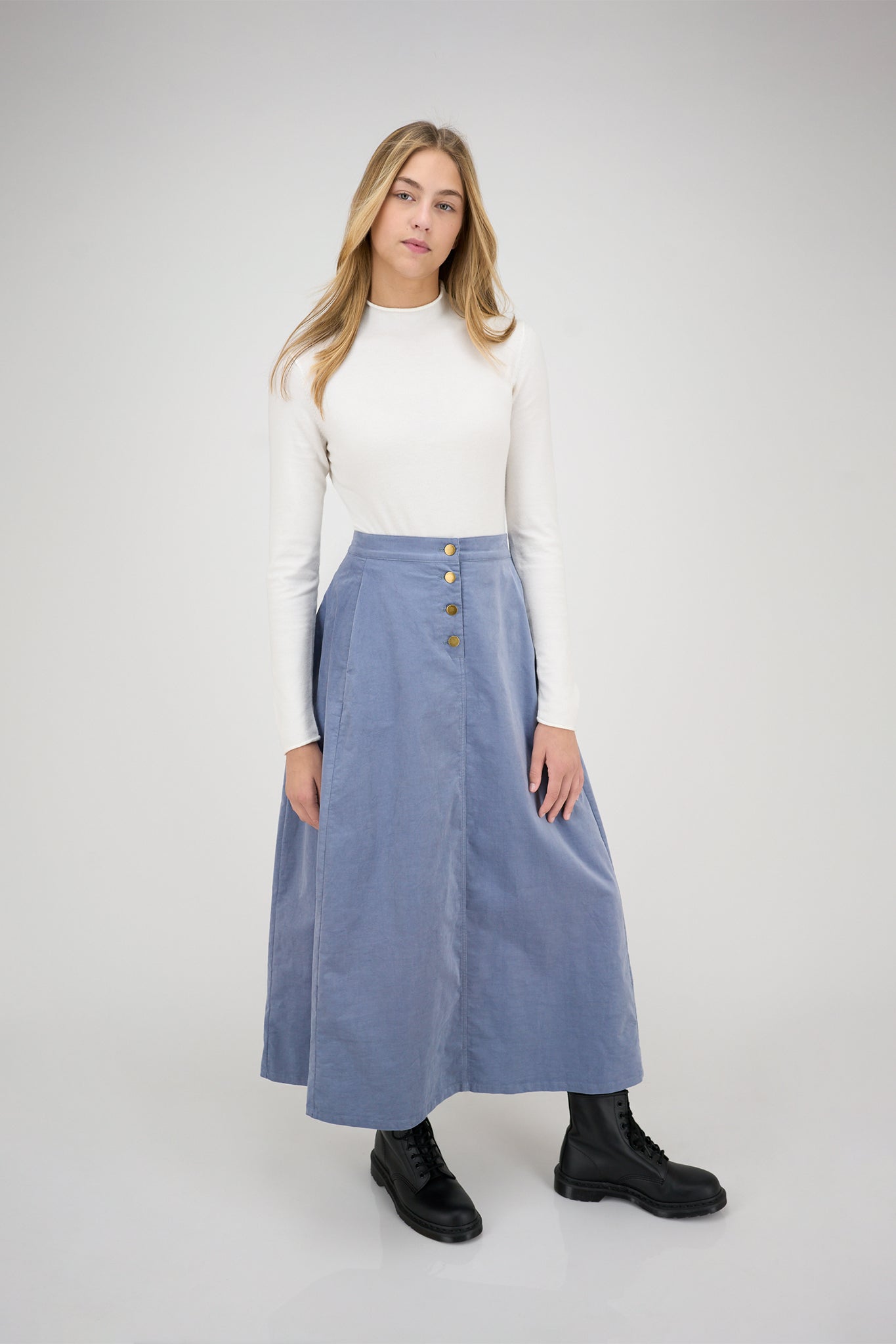 Zaikamoya Selena blue corduroy skirt