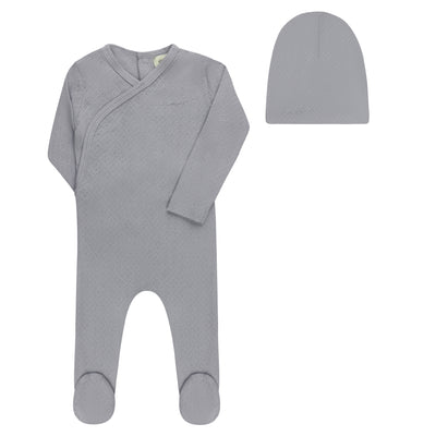 Amore blue/silver pointelle footie by Ely's & Co