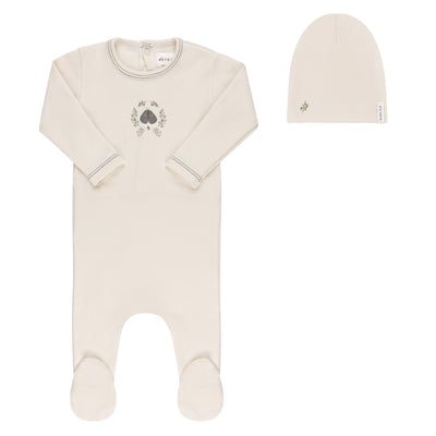 Garden floral ivory boy footie by Ely's & Co