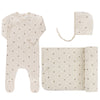 Floral grid ivory/leaf 3 pc set by Ely's & Co