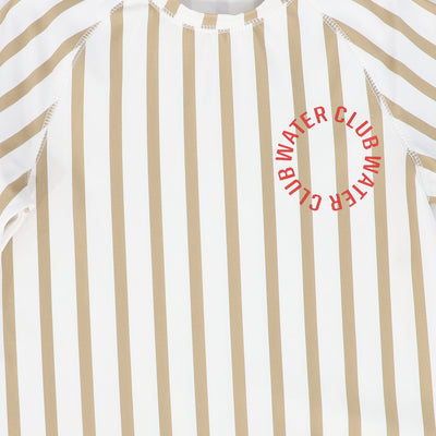 Tan striped logo swim dress by TWC