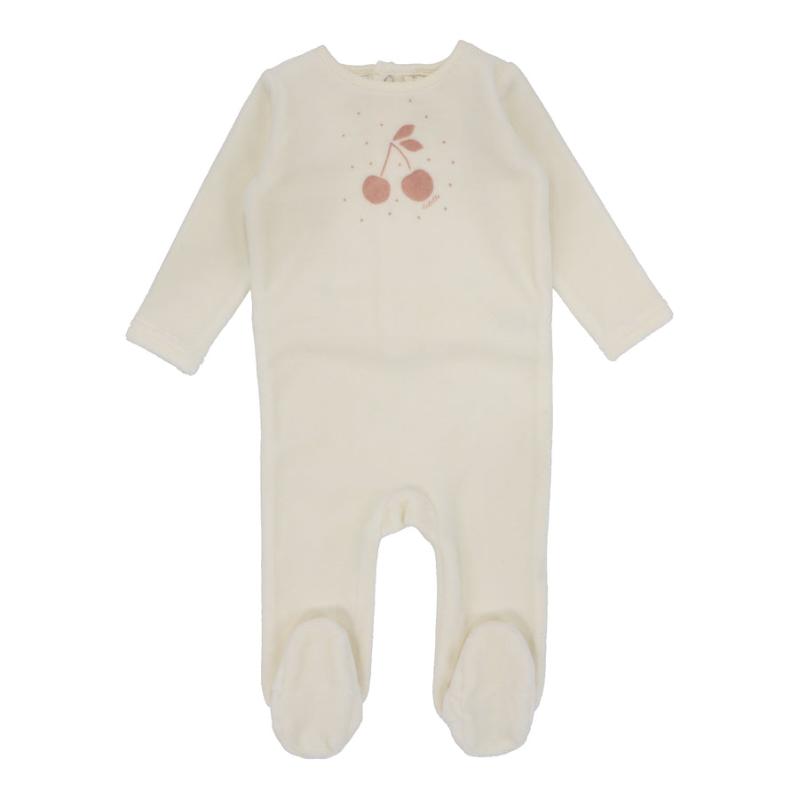Lilette Cherry Graphic Footie & Beanie Set - Ivory/Apricot Lilette Cherry Graphic Footie & Beanie Set - Ivory/Apricot
