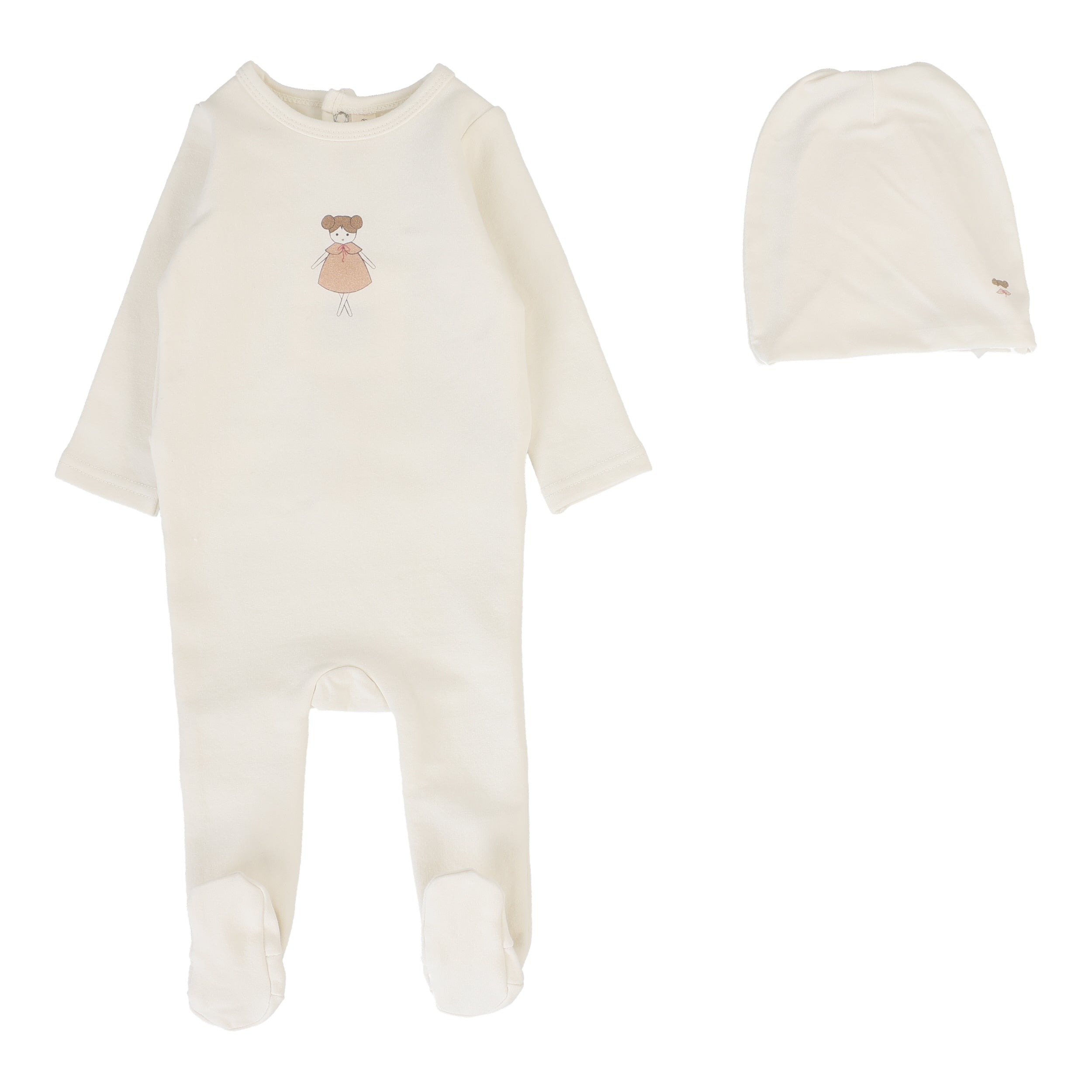 Lilette Graphic doll cream footie set