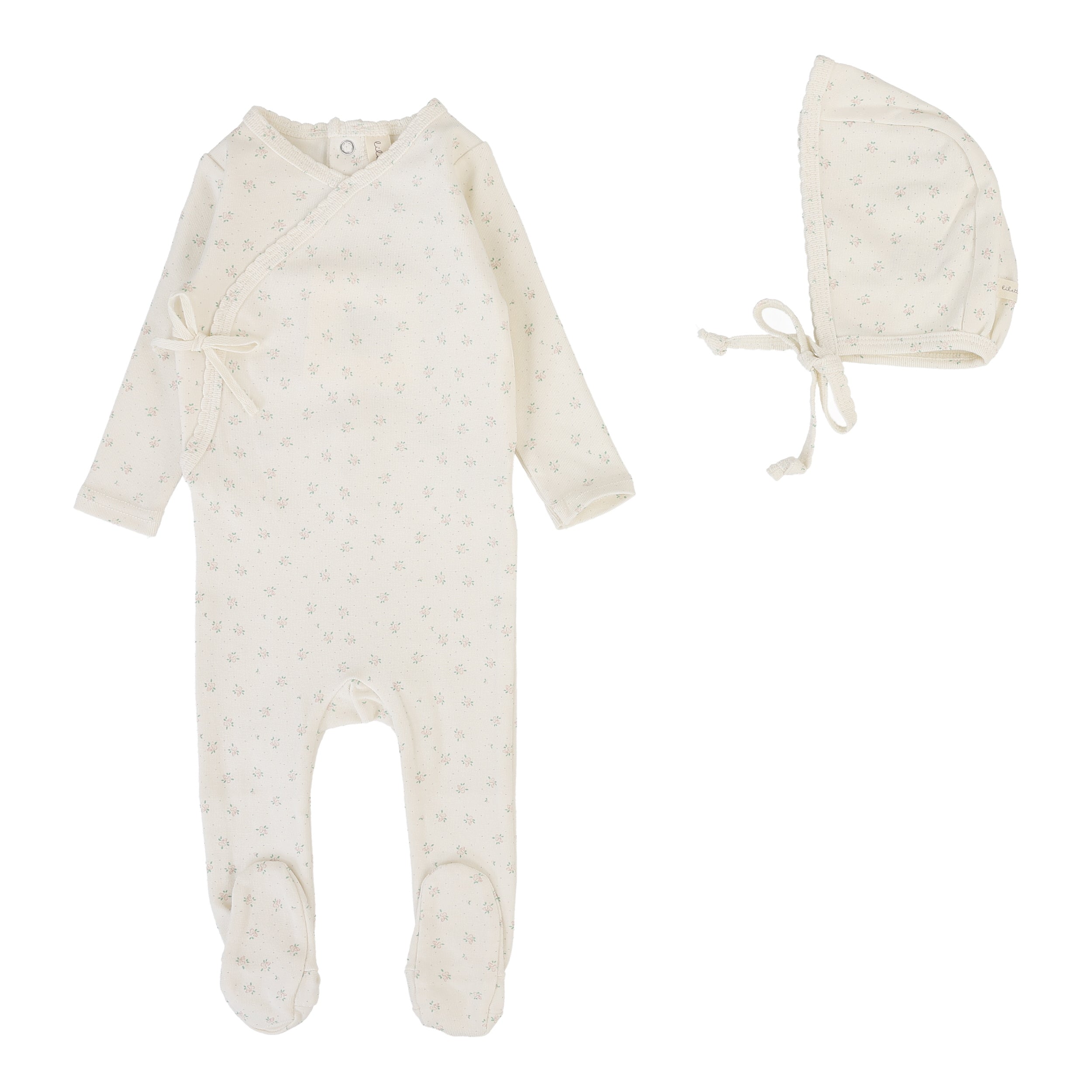 Lilette Bud cream/pink footie set