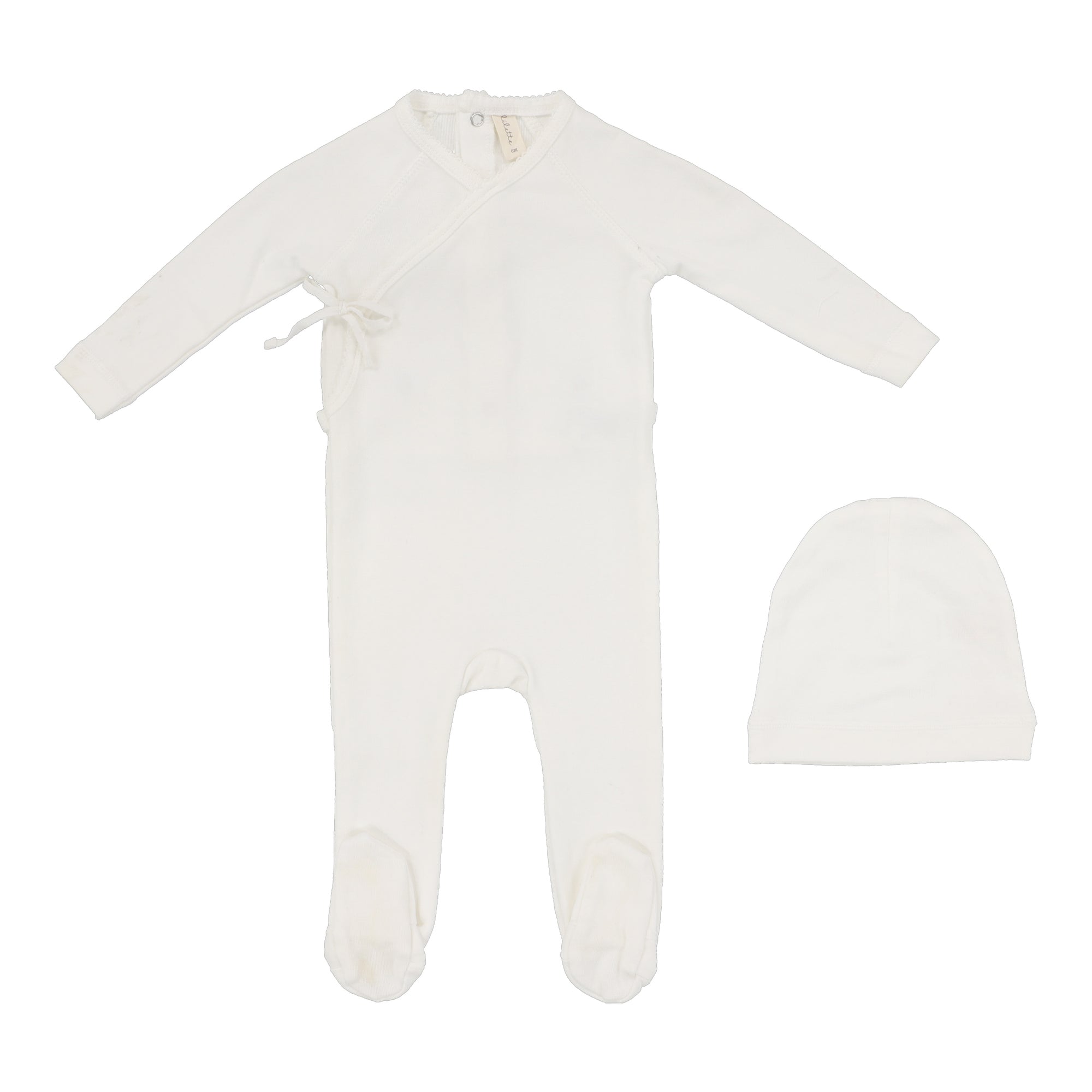 Lilette Wrapover Footie & Beanie Set - Winter White