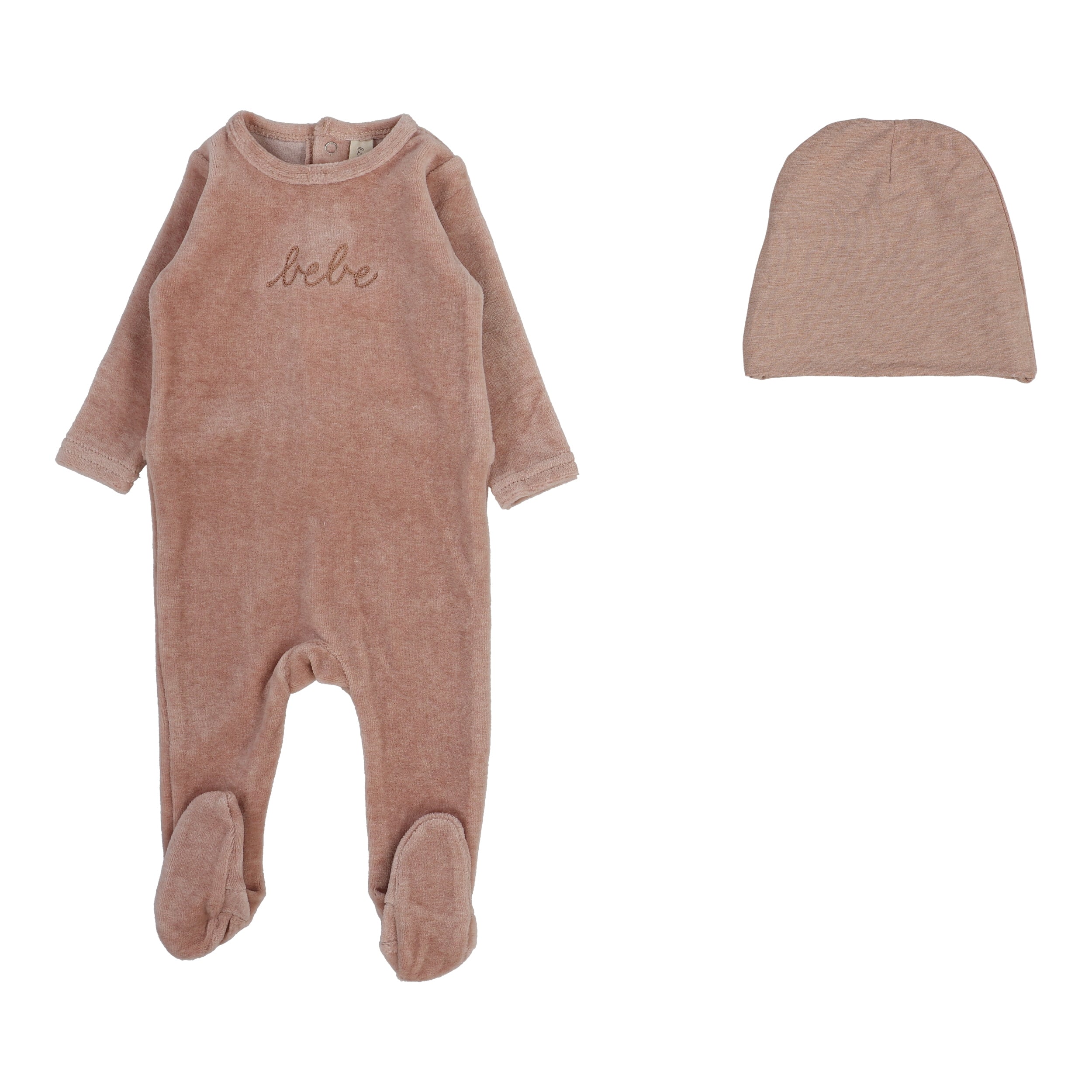Lilette Velour bebe heather pink footie set