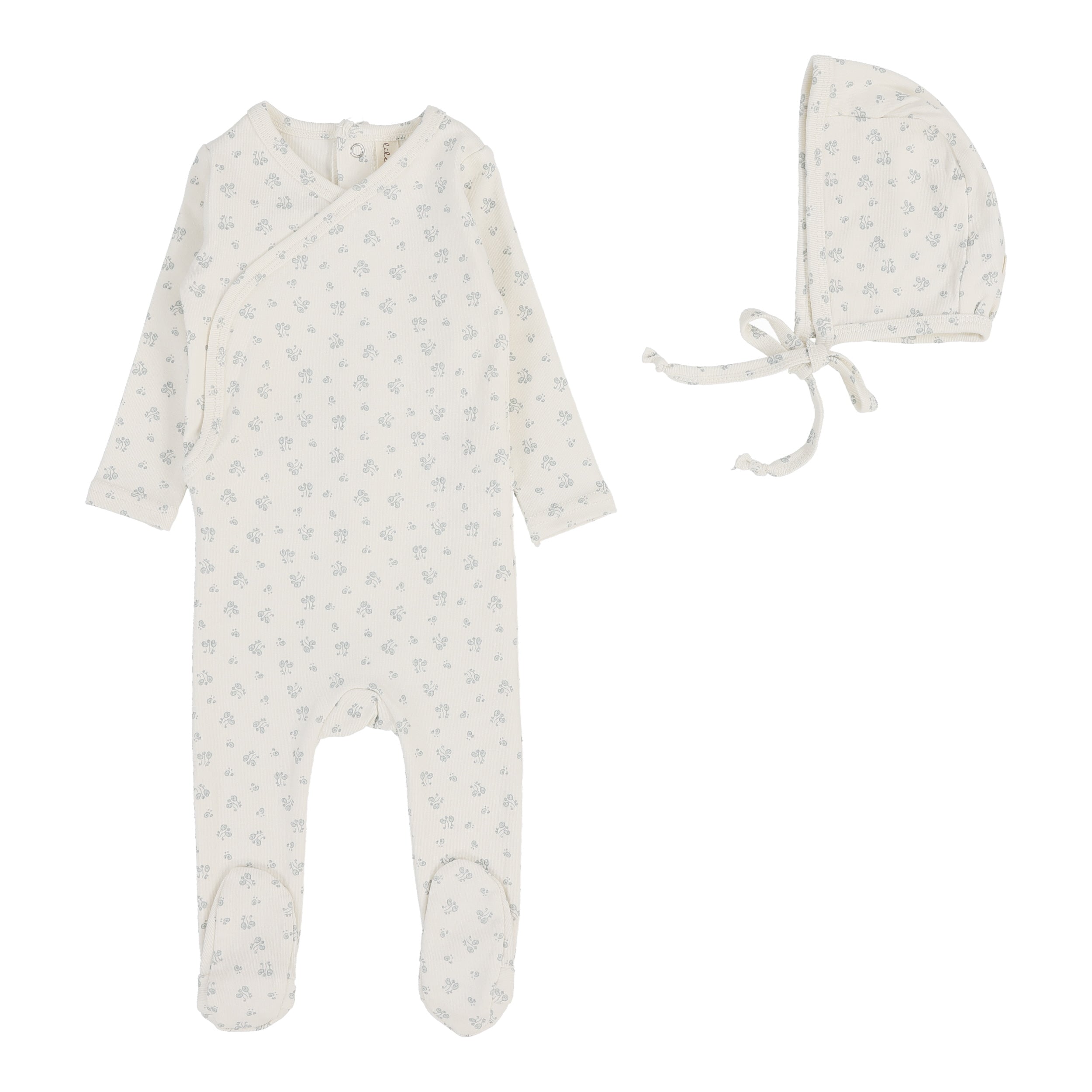 Lilette Bud cream/blue footie set