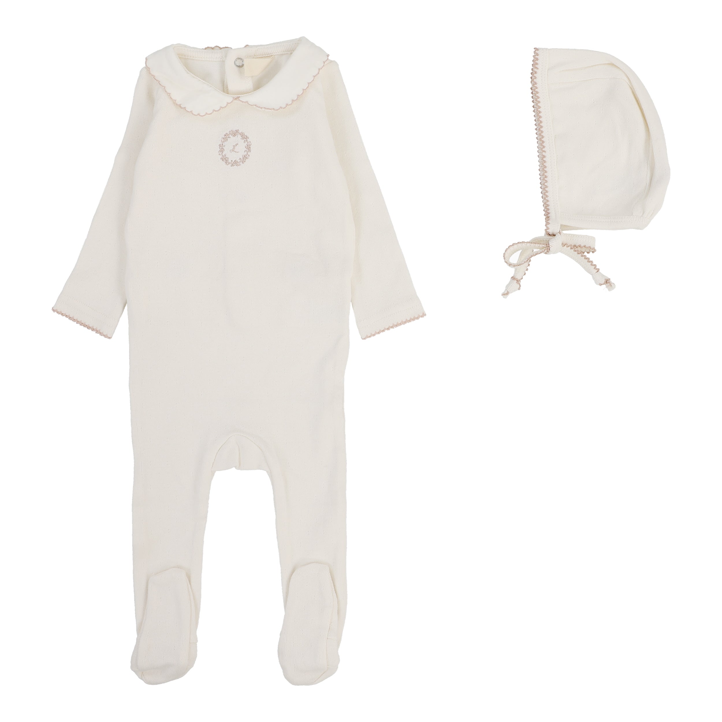 Lilette Emblem cream/pink footie set