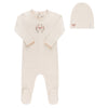 Garden floral ivory girl footie + beanie by Ely's & Co