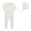 Heart pointelle ivory footie + bonnet by Ely's & Co