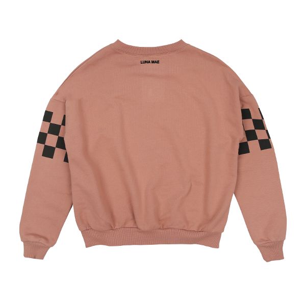 Checkered sleeve mauve sweatshirt by Luna Mae