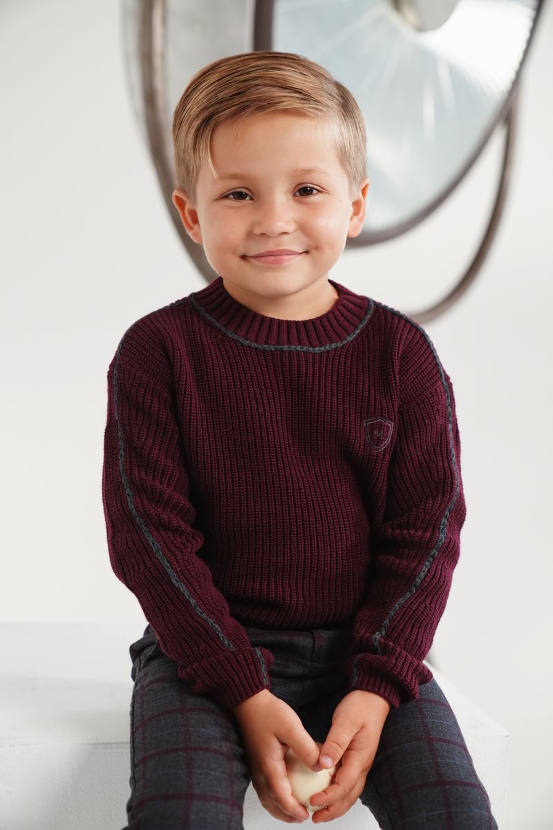 Motu Rex wine piped sweater