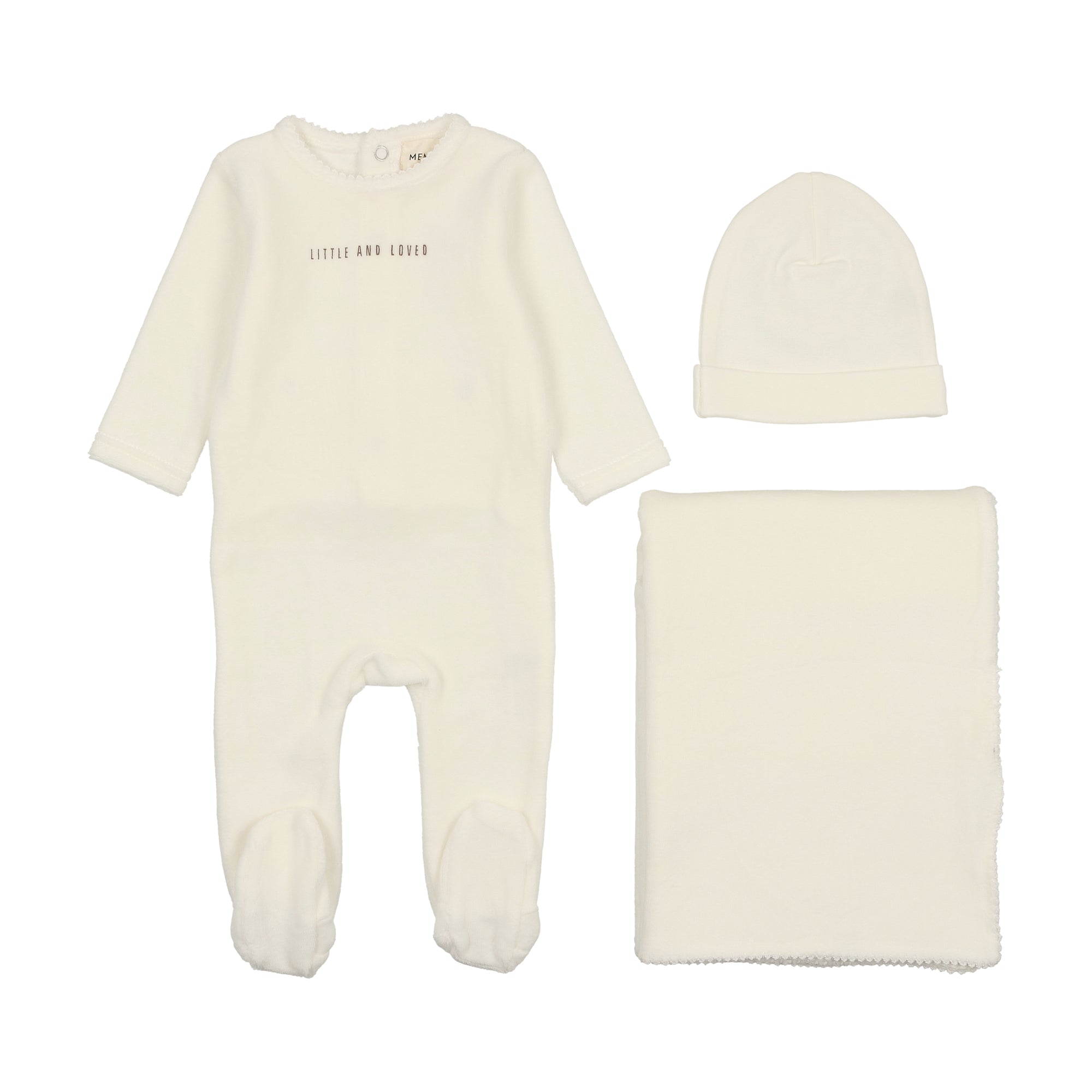 Mema Knits Velour Embroidered 3PC Set - Powder Blue Mema Knits Velour Embroidered 3PC Set - Powder Blue