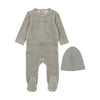 Little & loved powder blue footie + hat by Mema Knits