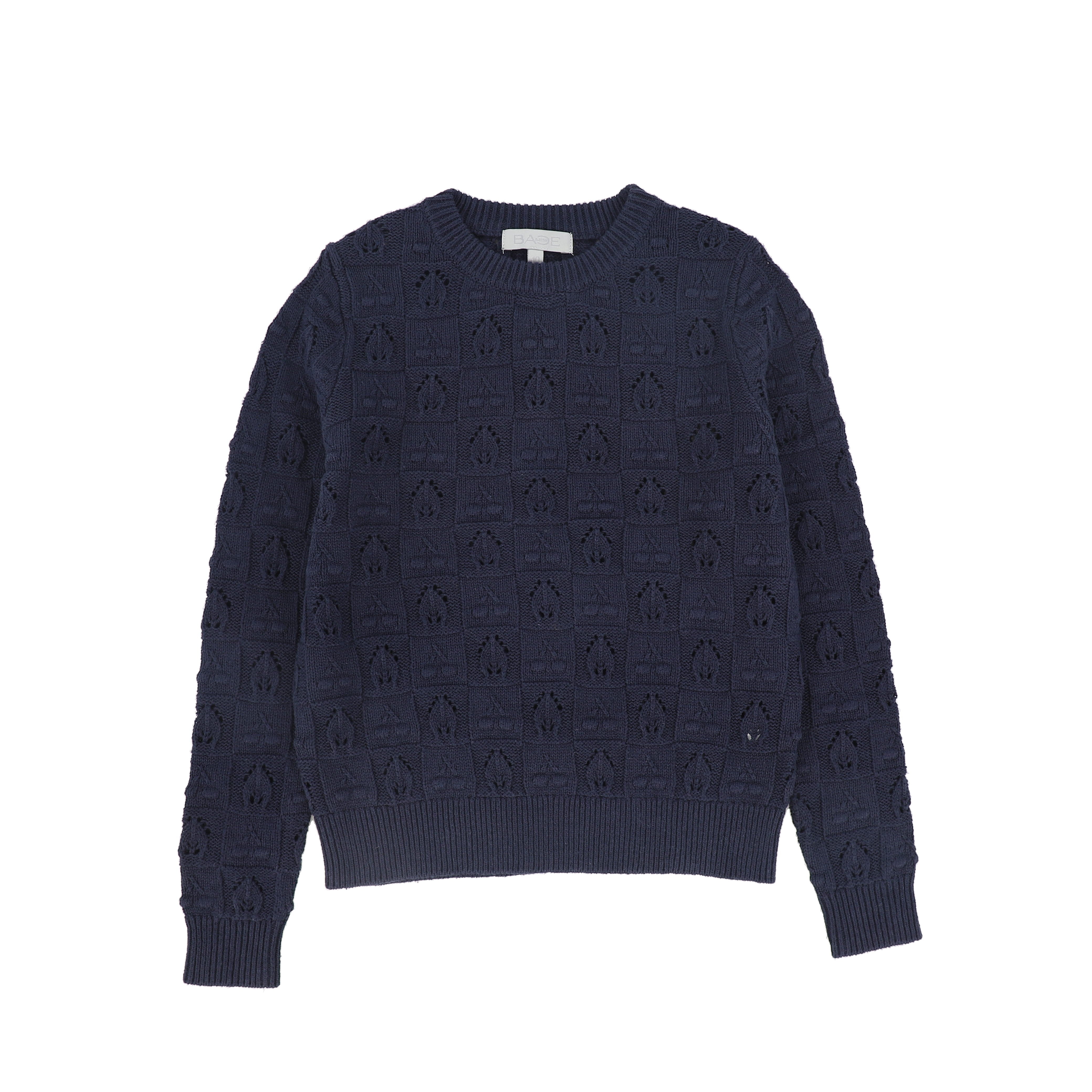 Bace Checked navy bubble sweater
