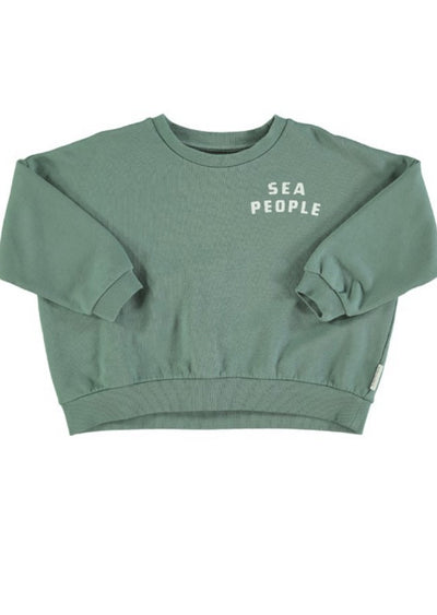 Sea people print green sweatshirt by Piupiuchick