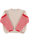 Red & ecru stripes knitted sweater by Piupiuchick